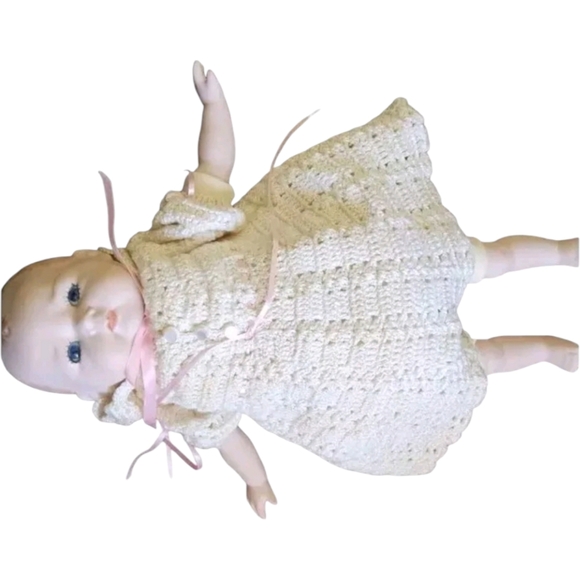 14 Inches Antique 1924 Vintage Porcelain Baby Doll with Blue Eyes - Picture 7 of 16